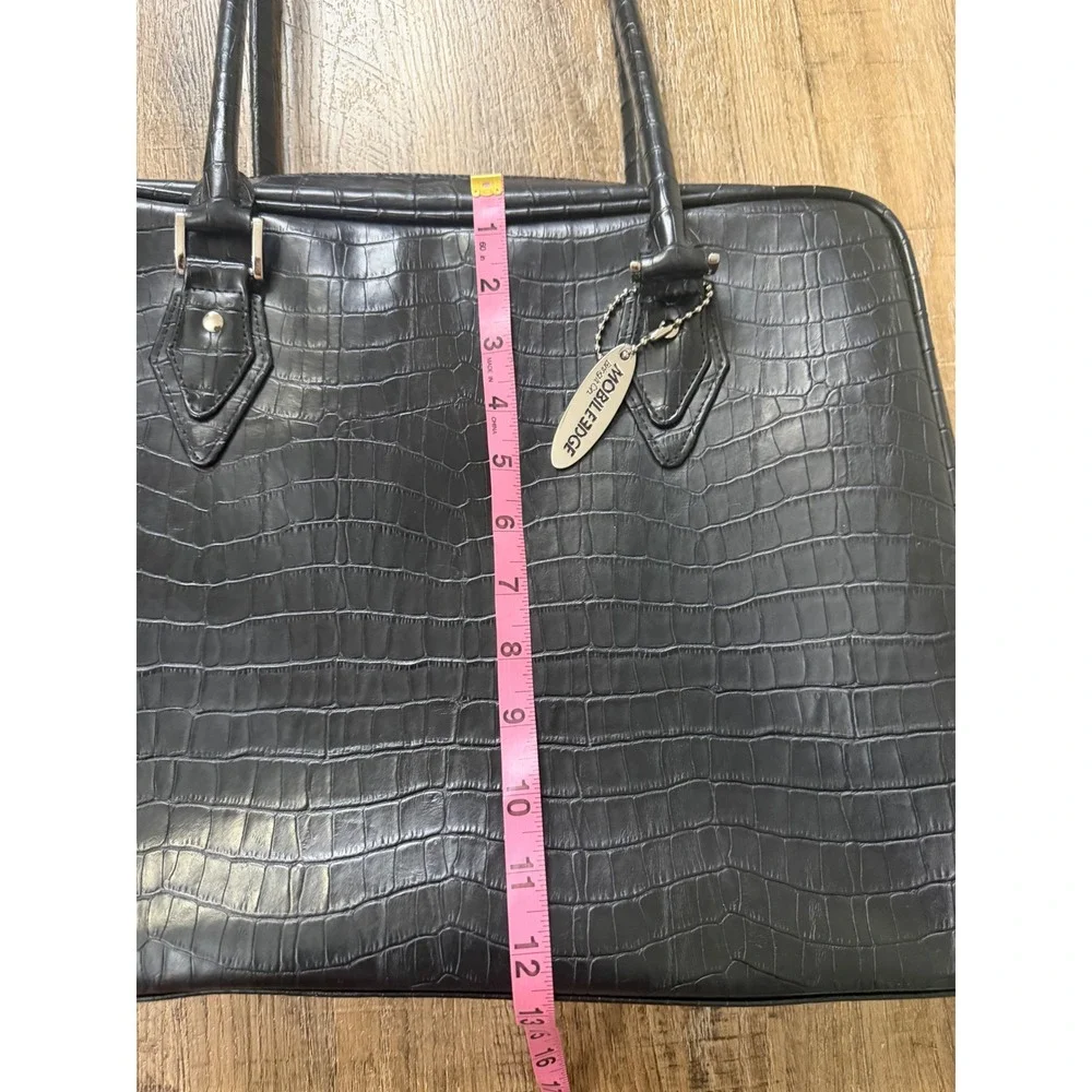 Mobile Edge Black Faux Croc Laptop Tote Bag Briefcase‎ Professional Handbag